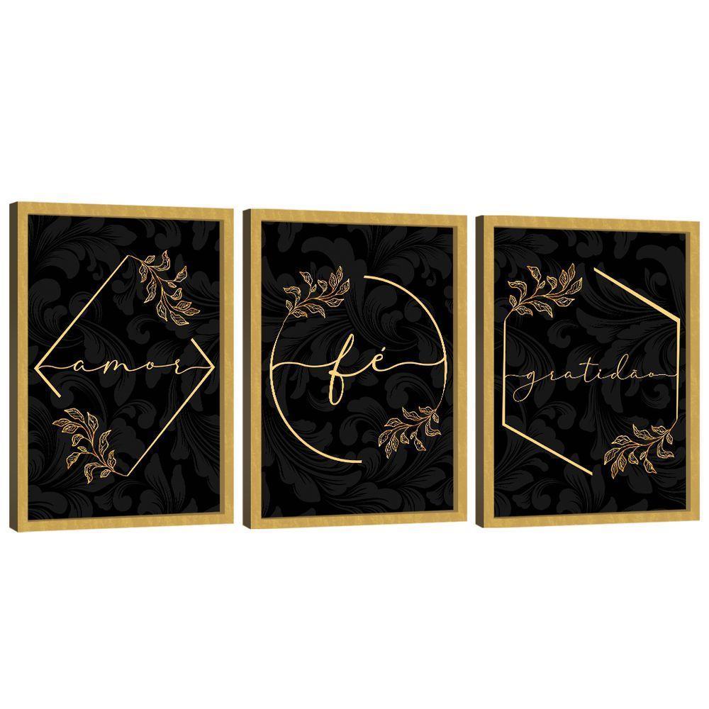 Quadro Decorativo Trio Gratidão, Fé E Amor - 4