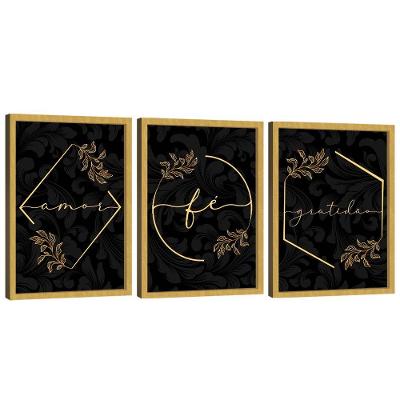 Quadro Decorativo Trio Gratidão, Fé E Amor