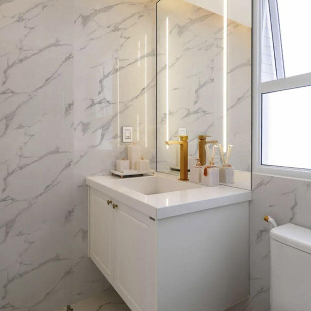 Papel De Parede Adesivo Autocolante Marmore Falso Flexivel Obra Reforma Construçao Moveis Cozinha Banheiro Envelopamento - 7