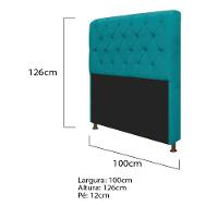 Cabeceira Solteiro Lady com Recamier 100 cm Suede Turquesa