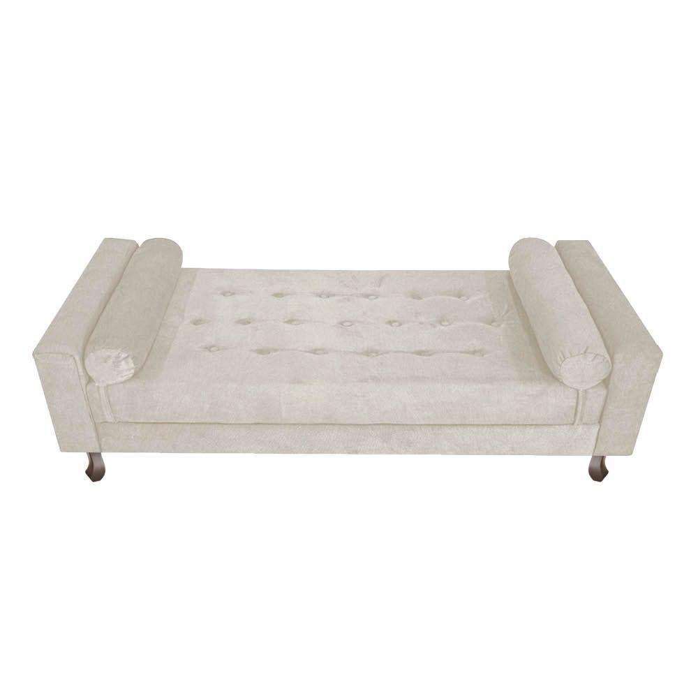 Cabeceira Solteiro Lady com Recamier 100 cm Suede Bege - 7