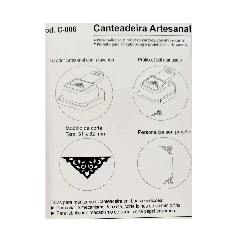 Canteadeira Furador Artesanal Barrado Cartão Convite 31X62Mm - 2
