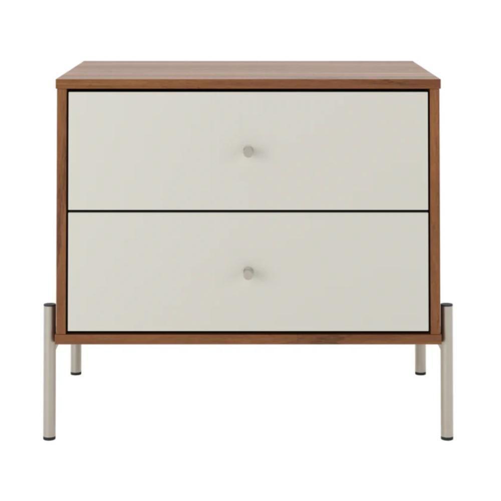Mesa De Cabeceira 2 Gavetas Jasper Off White E Canella - 1