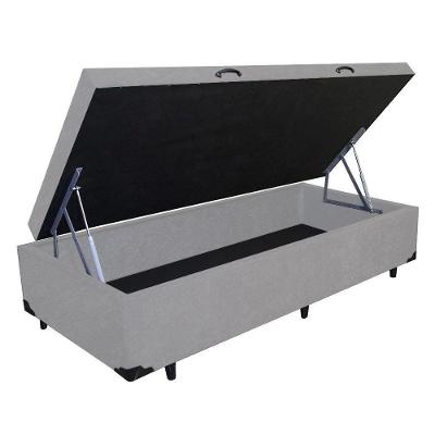 Cama Box Baú Solteiro Cinza Premium Suede 88x188