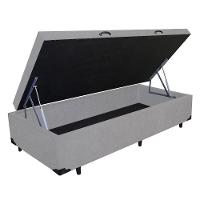 Cama Box Baú Solteiro Cinza Premium Suede 88x188 - 1