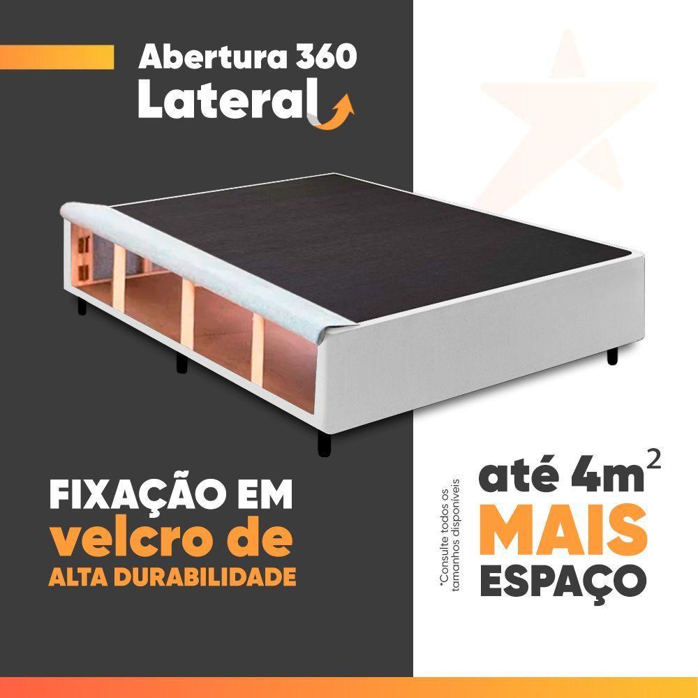 Cama Box Baú Lateral Queen Gazin Colchão Com Molas Ensacadas 158x198x68cm Maximus Branco / Cinza - 2
