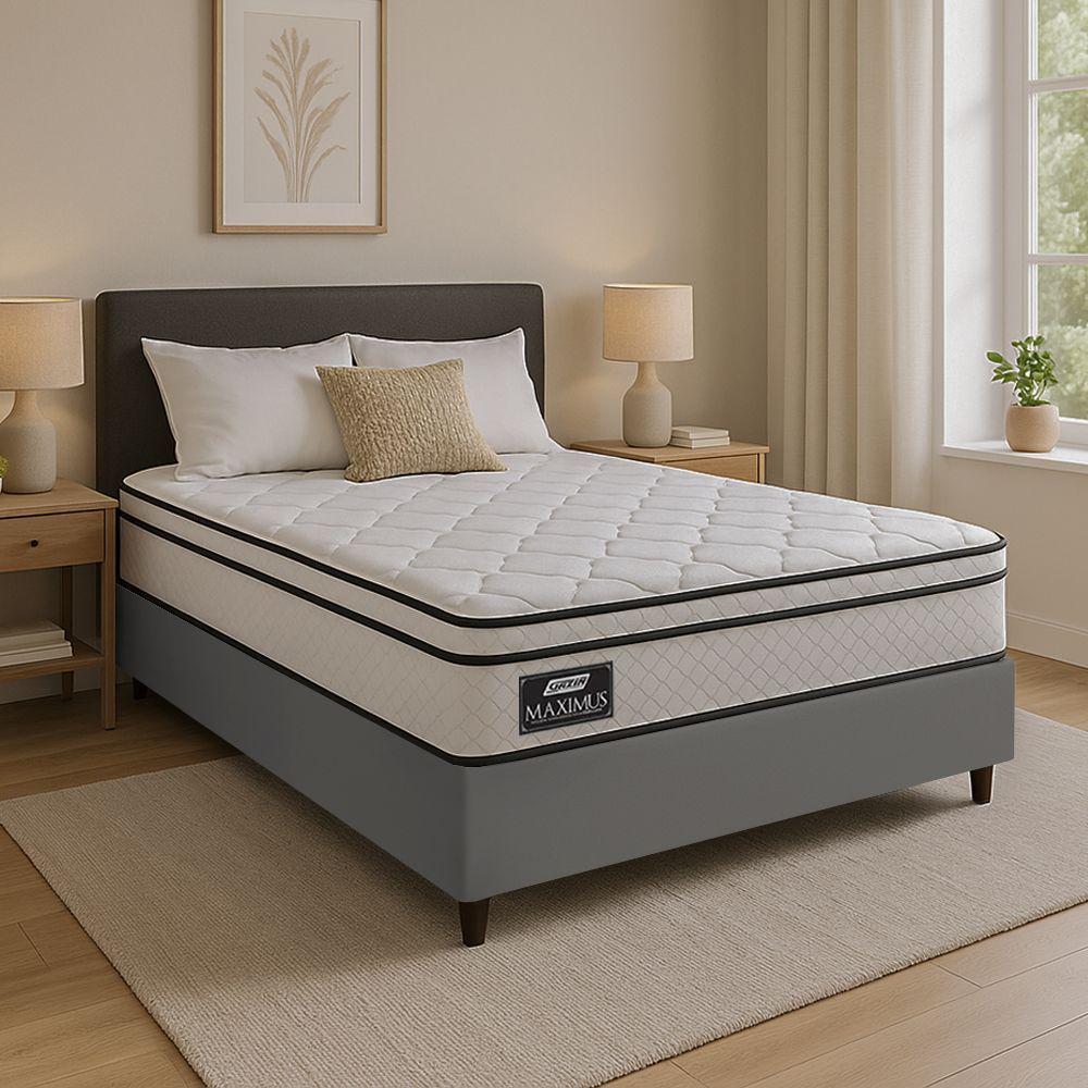 Cama Box Baú Lateral Queen Gazin Colchão Com Molas Ensacadas 158x198x68cm Maximus Branco / Cinza - 4