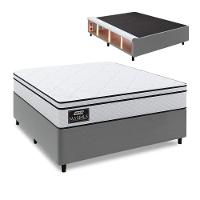 Cama Box Baú Lateral Queen Gazin Colchão Com Molas Ensacadas 158x198x68cm Maximus Branco / Cinza - 1
