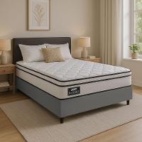 Cama Box Baú Lateral Queen Gazin Colchão Com Molas Ensacadas 158x198x68cm Maximus Branco / Cinza