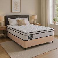 Cama Box Baú Lateral Queen Gazin Colchão Com Molas Ensacadas 158x198x68cm Maximus Branco / Bege - 5