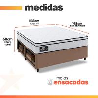 Cama Box Baú Lateral Queen Gazin Colchão Com Molas Ensacadas 158x198x68cm Maximus Branco / Bege - 7