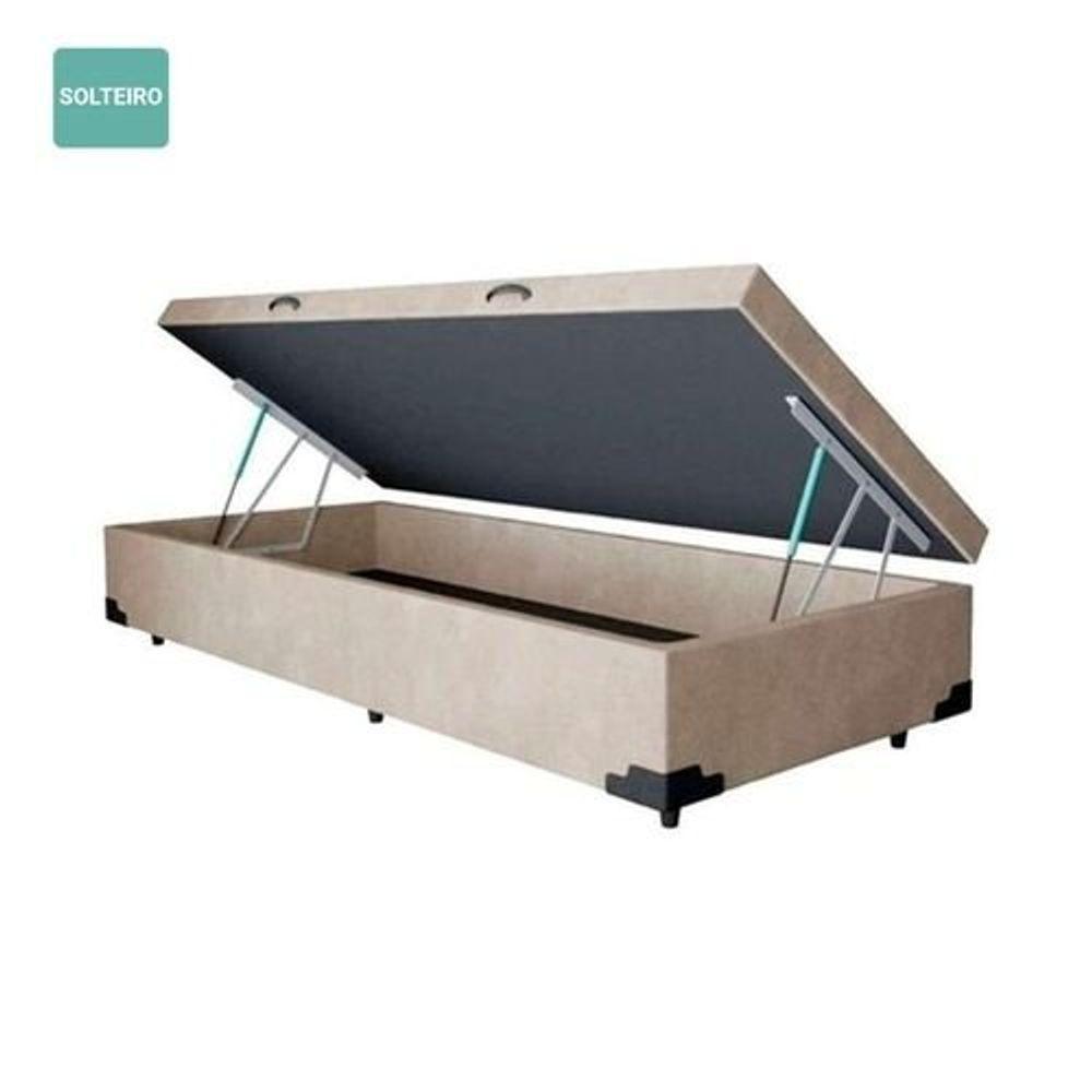 Cama Box Baú Solteiro Bege Sintético 88x188 - 2