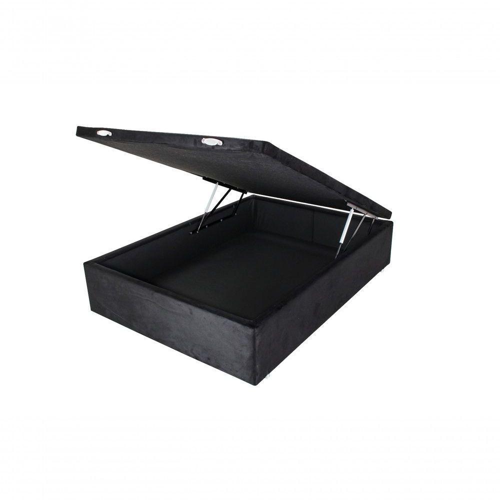 Cama Box Baú Casal Suede Preto 138x188 - 2