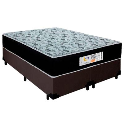 Cama Box Queen Bipartido Suede + Colchão Molas Ensacadas Sereneprime Sonnolux 158x198x65 Marrom