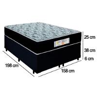Cama Box Baú Queen Bipartido Suede + Colchão Molas Ensacadas Sereneprime Sonnolux 158x198x69 Cor:preto