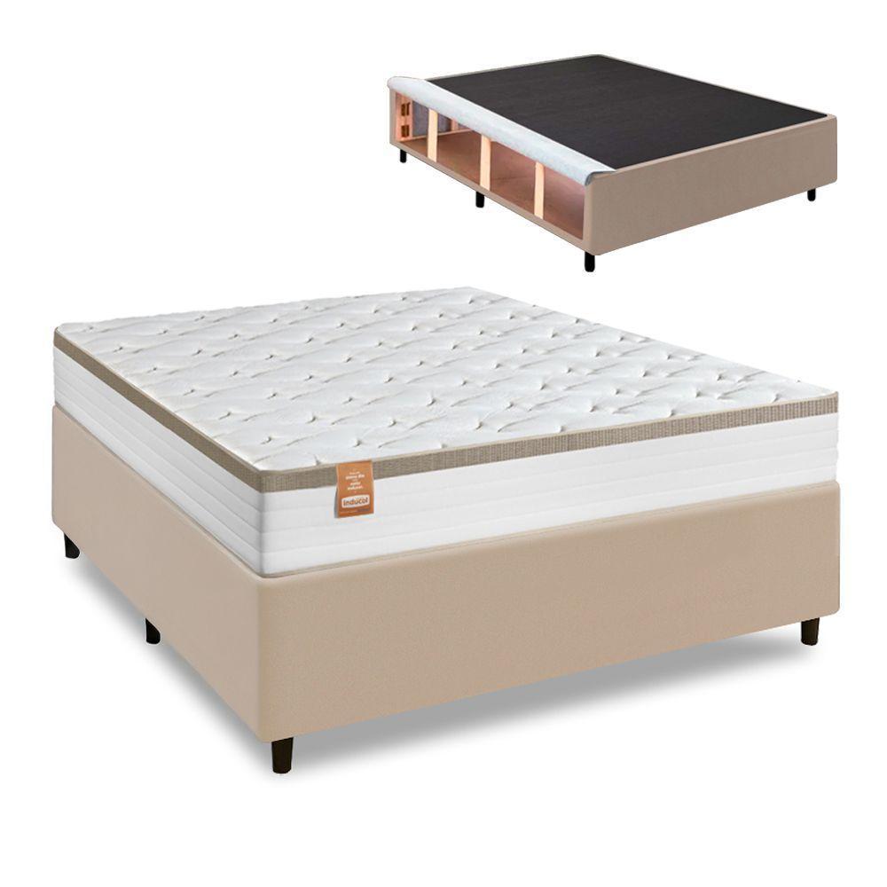 Cama Box Baú Queen Colchão Com Molas Ensacadas Real 158x198x71cm Cbp Branco / Bege - 1