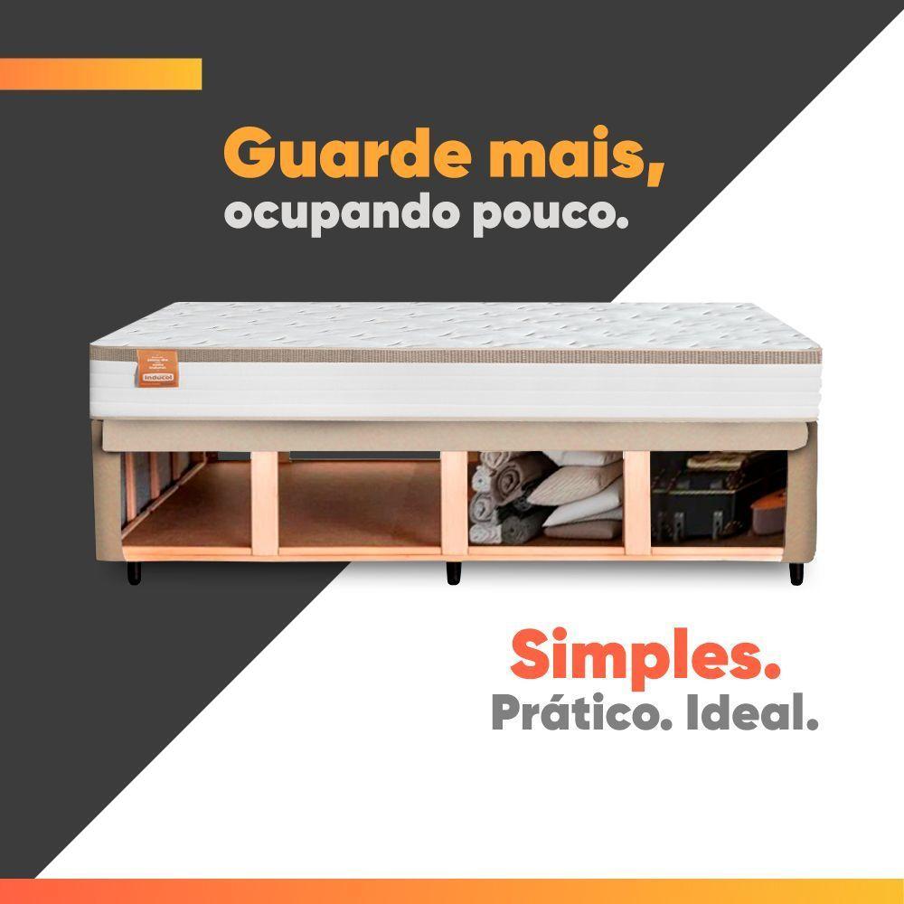 Cama Box Baú Queen Colchão Com Molas Ensacadas Real 158x198x71cm Cbp Branco / Bege - 6