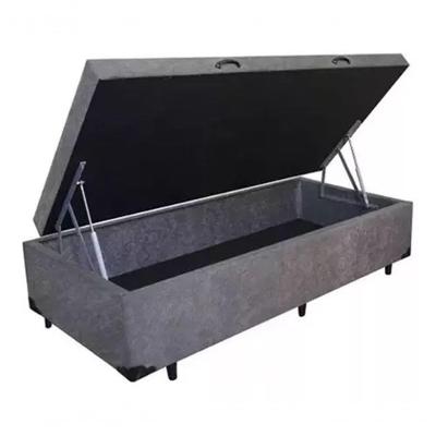 Cama Box Baú Solteiro Suede Cinza 88x188