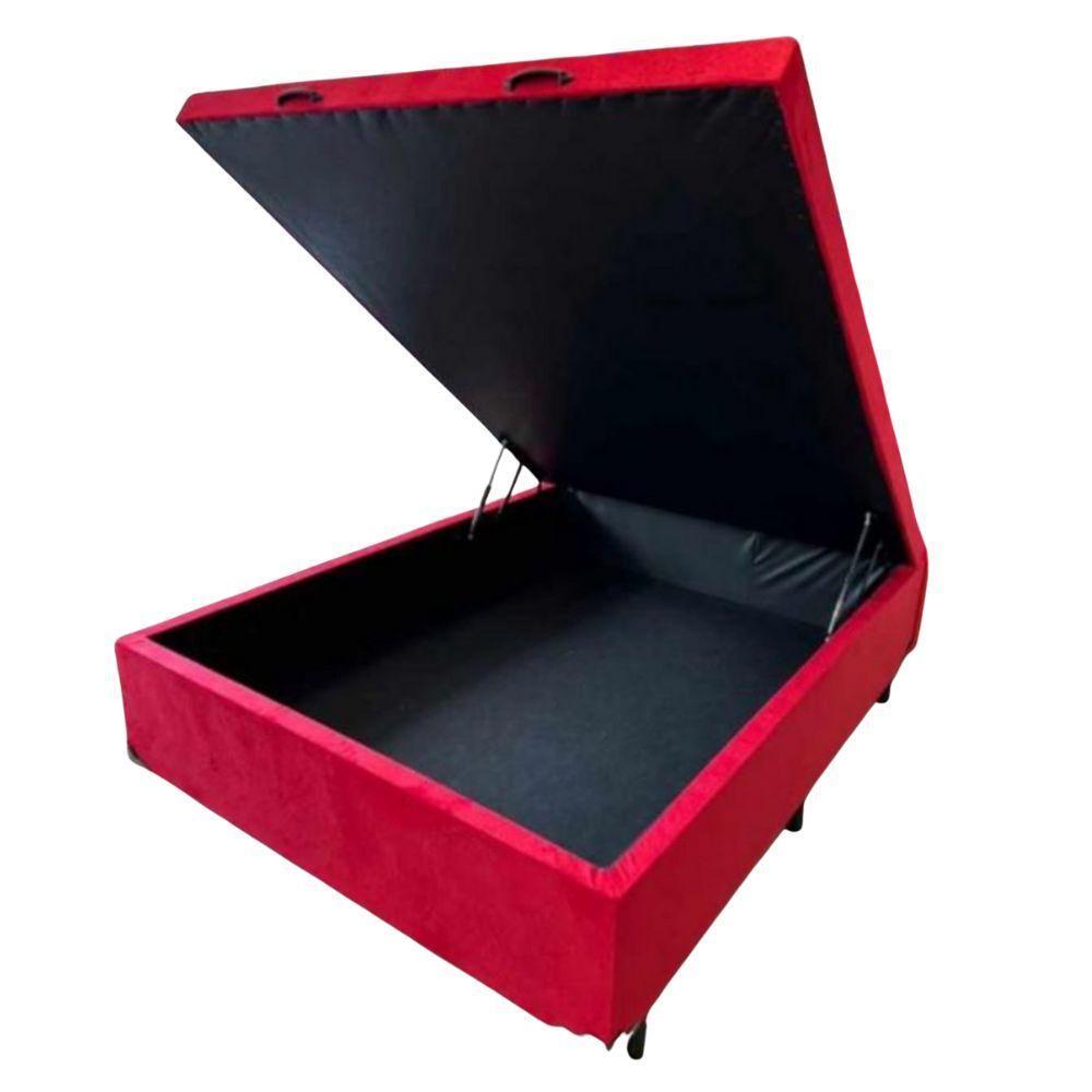 Cama Box Baú Casal Suede Vermelho 138x188 - 1