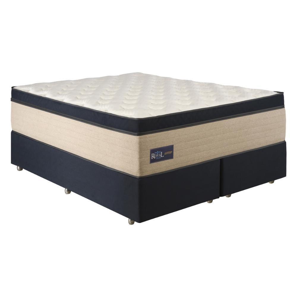 Cama Box Conjugado King Com Colchão 193x78x203 Royal Blue Gazin Cr35301 Bege Azul - 2