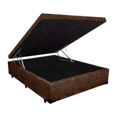 Cama Box Baú Casal Suede Marrom 42x138x188