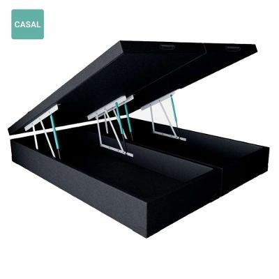 Cama Box Baú Casal Bipartida Sintético Preto 38X138X188