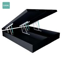 Cama Box Baú Casal Bipartida Sintético Preto 38X138X188 - 1