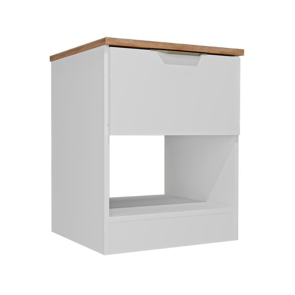 Mesa Lateral Milan 1 Gaveta Carraro Branco - 2