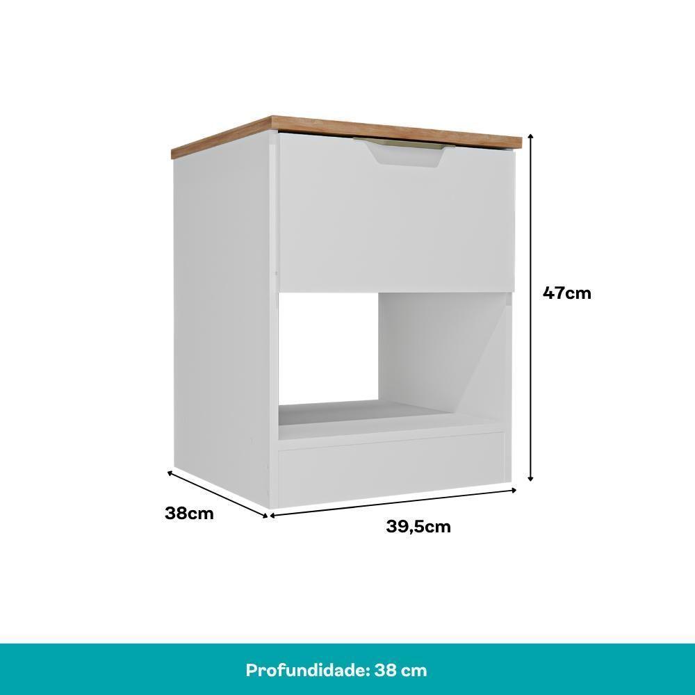 Mesa Lateral Milan 1 Gaveta Carraro Branco - 4
