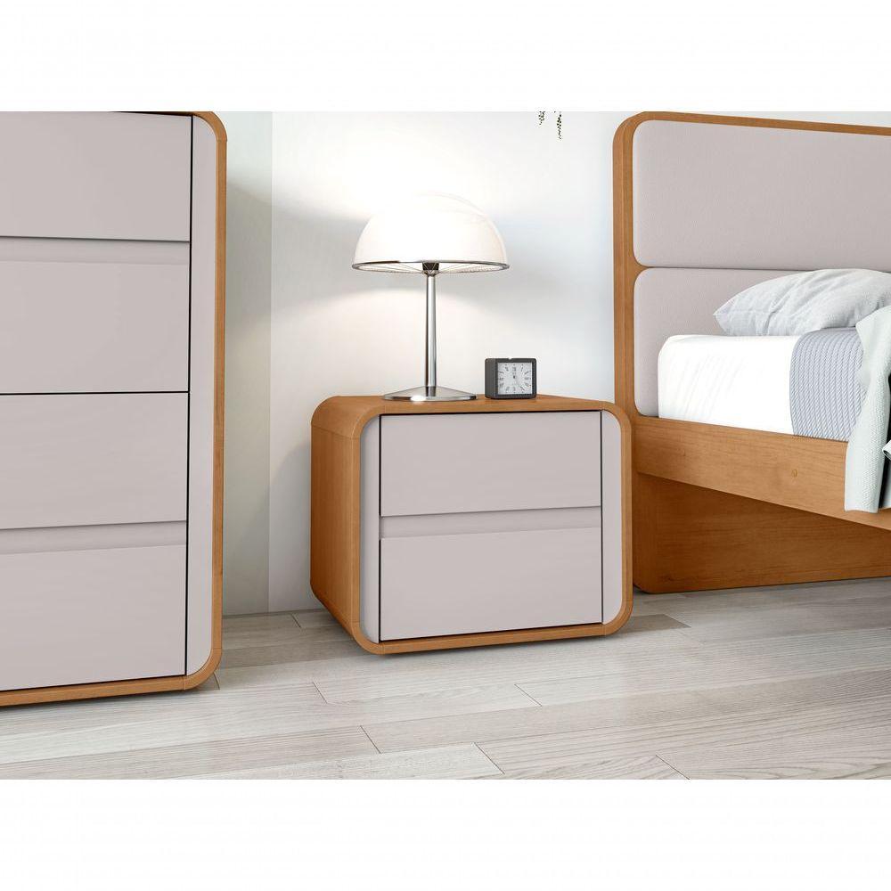 Mesa De Cabeceira 2 Gavetas Loop - Lopas Amendoa Clean-off White - 7