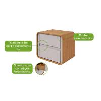 Mesa De Cabeceira 2 Gavetas Loop - Lopas Amendoa Clean-off White - 5