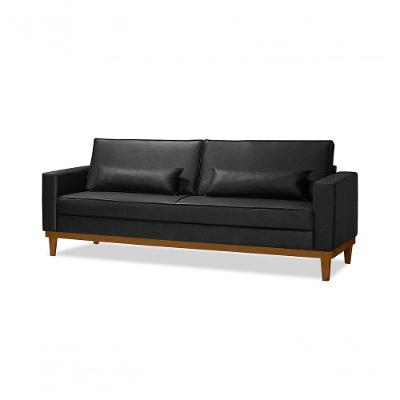 Sofá Living 3 Lugares Valência 2,20mt Espuma D-26 Preto