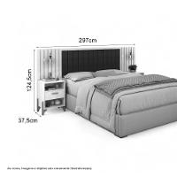 Cabeceira Estofada King Onix Cinamomo E Off White Ripado - 3