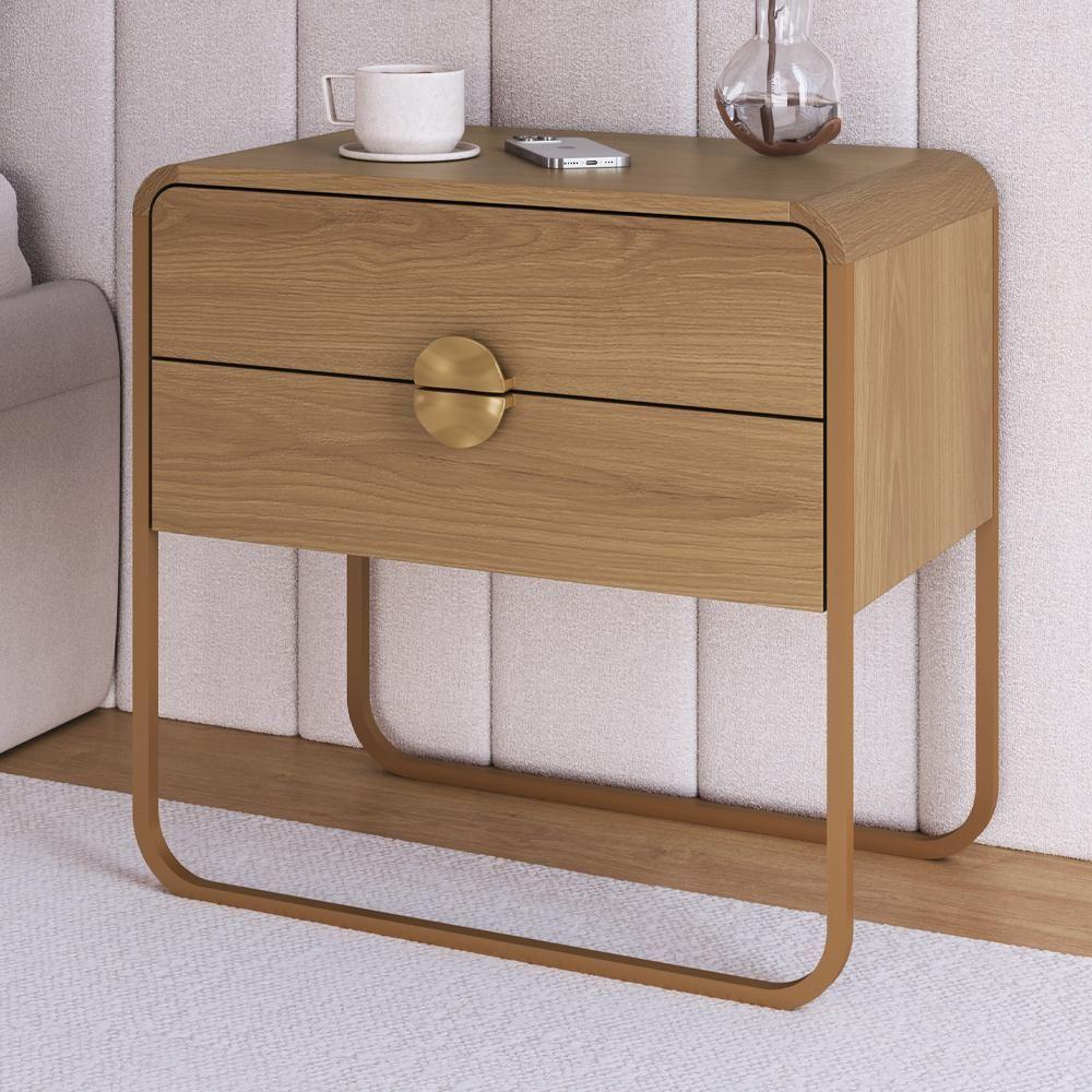 Mesa De Cabeceira 2 Gavetas Organica 60 Cm 28062 Artesano Hanover Dourado - 2