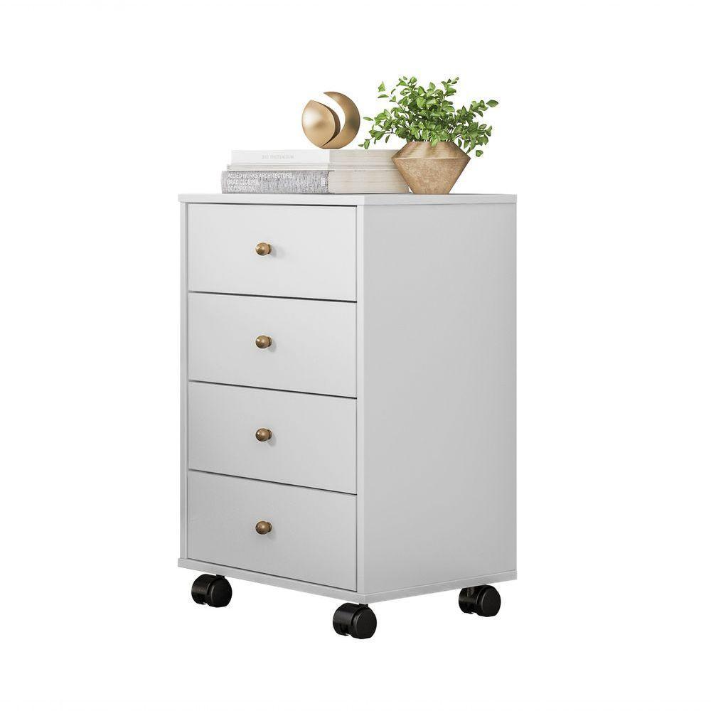 Mesa De Cabeceira Presence Com 4 Gavetas Branco - 4