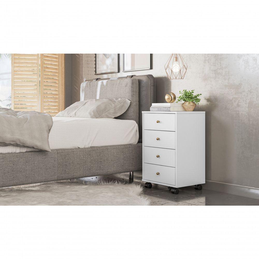 Mesa De Cabeceira Presence Com 4 Gavetas Branco - 5