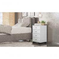Mesa De Cabeceira Presence Com 4 Gavetas Branco - 5