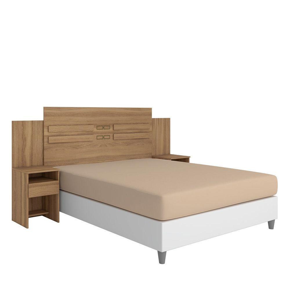 Cabeceira Casal Com 2 Mesas e 2 Gavetas Império Amêndola - 4