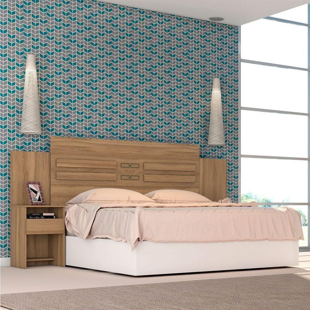 Cabeceira Casal Com 2 Mesas e 2 Gavetas Império Amêndola - 5