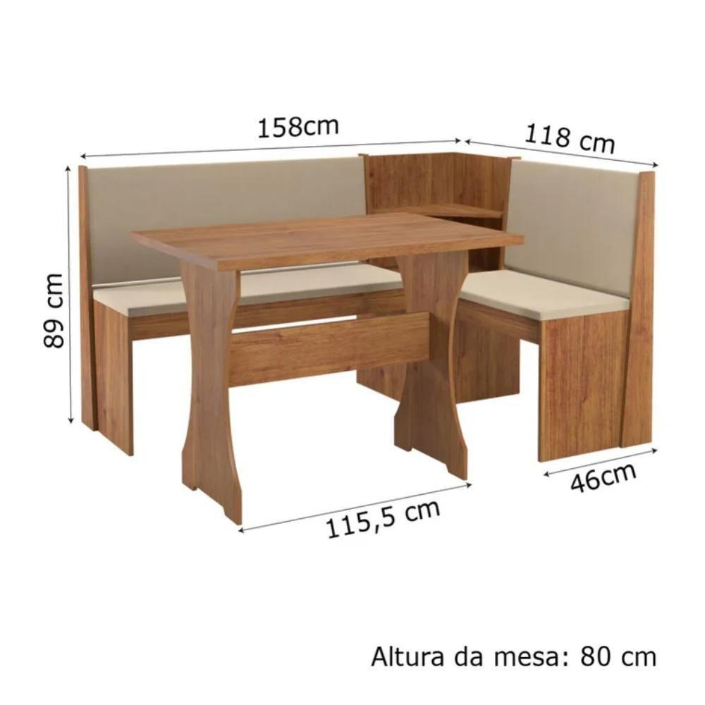 Conjunto De Mesa De Jantar De Canto Alemão Big Linho Bege - 2