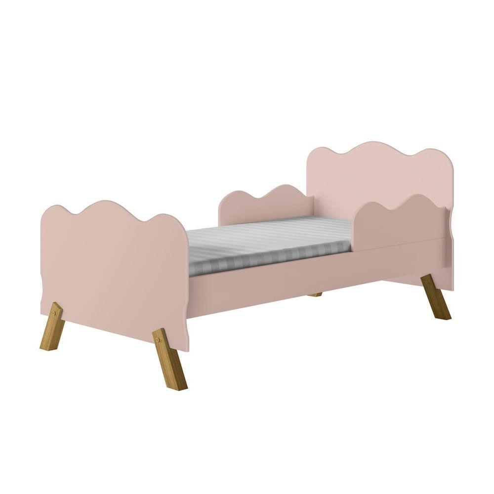 Mini Cama Nuvem Rosa Com Proteção Lateral - 1