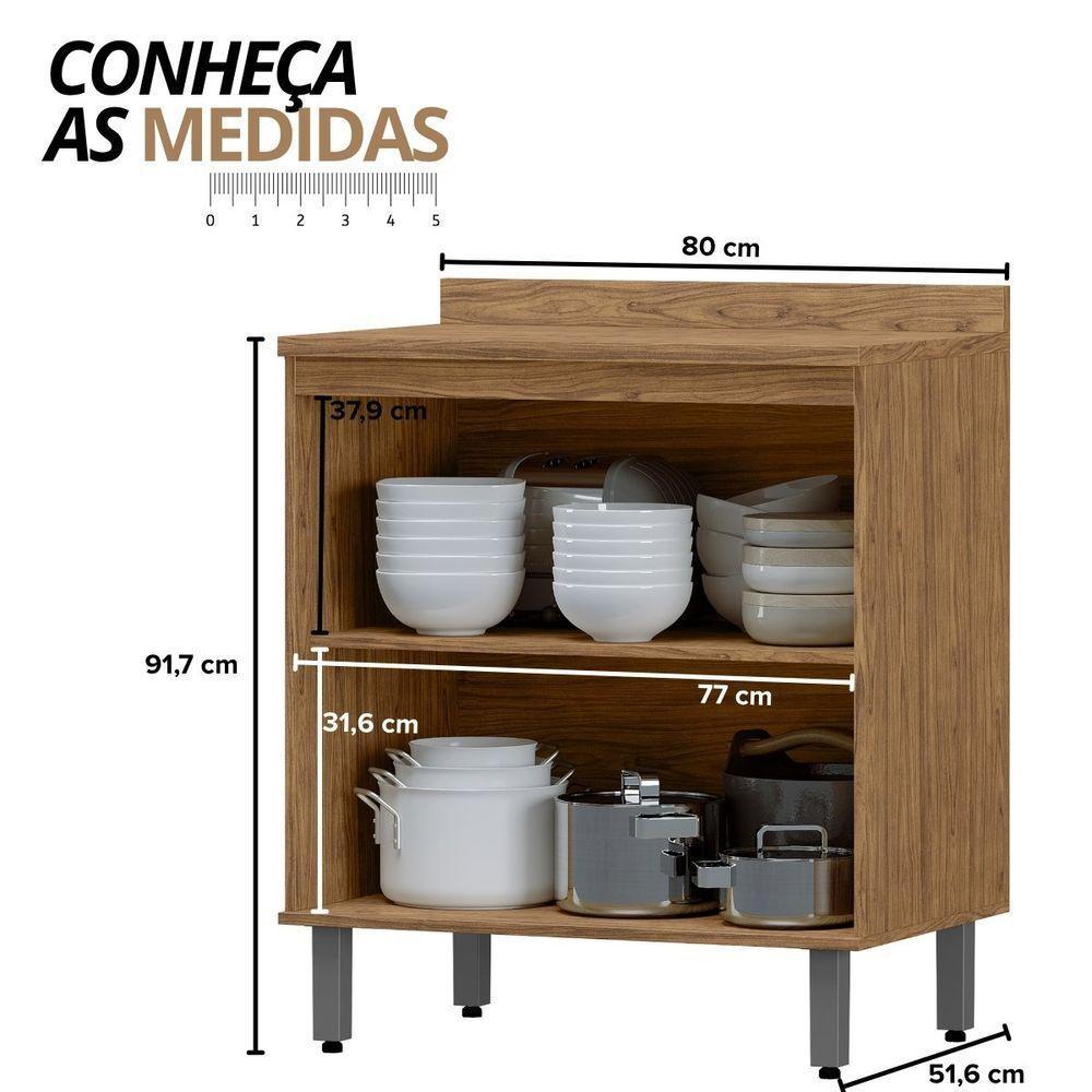 Modulo De Cozinha Balcão De Pia 80cm 2 Portas Freijó - 2