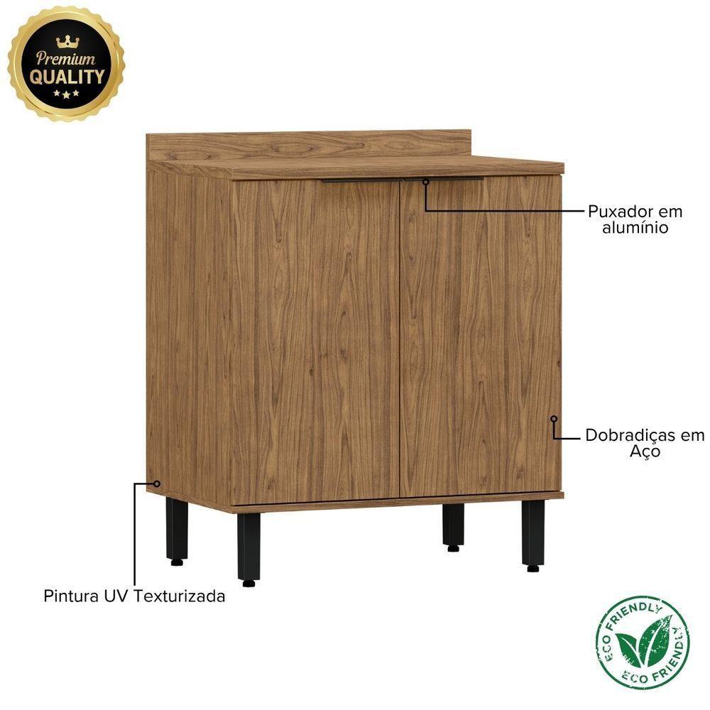 Modulo De Cozinha Balcão De Pia 80cm 2 Portas Freijó - 3
