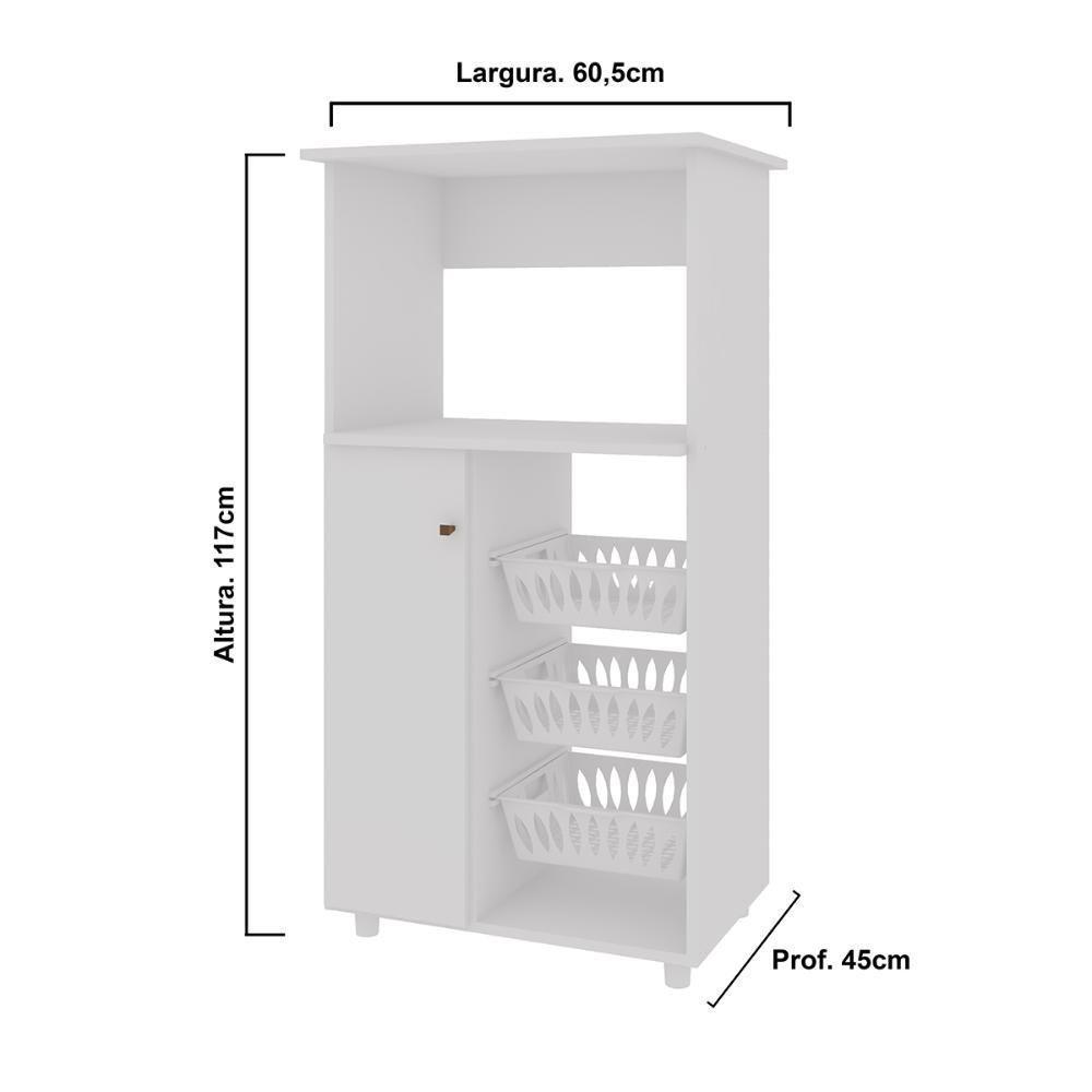 Balcão Cozinha Fruteira Genialflex Josy Para 2 Fornos Branco - 3