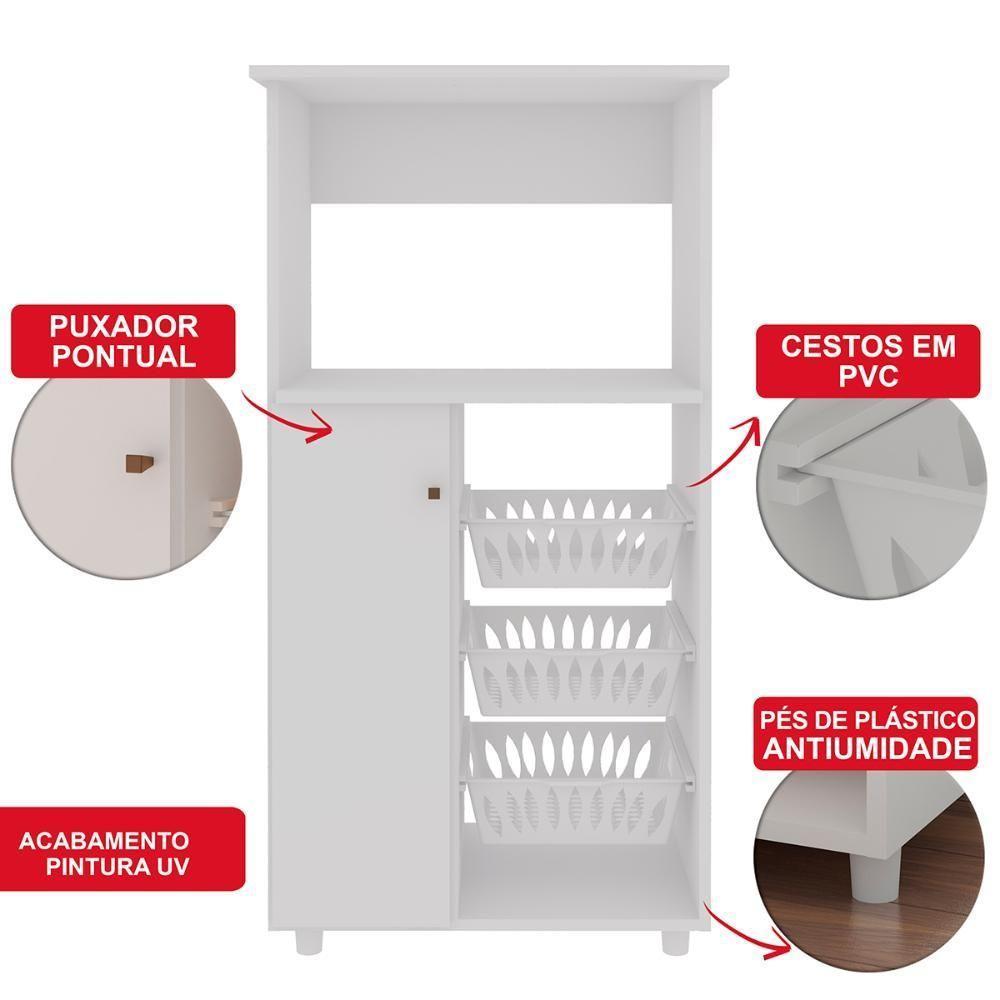 Balcão Cozinha Fruteira Genialflex Josy Para 2 Fornos Branco - 6