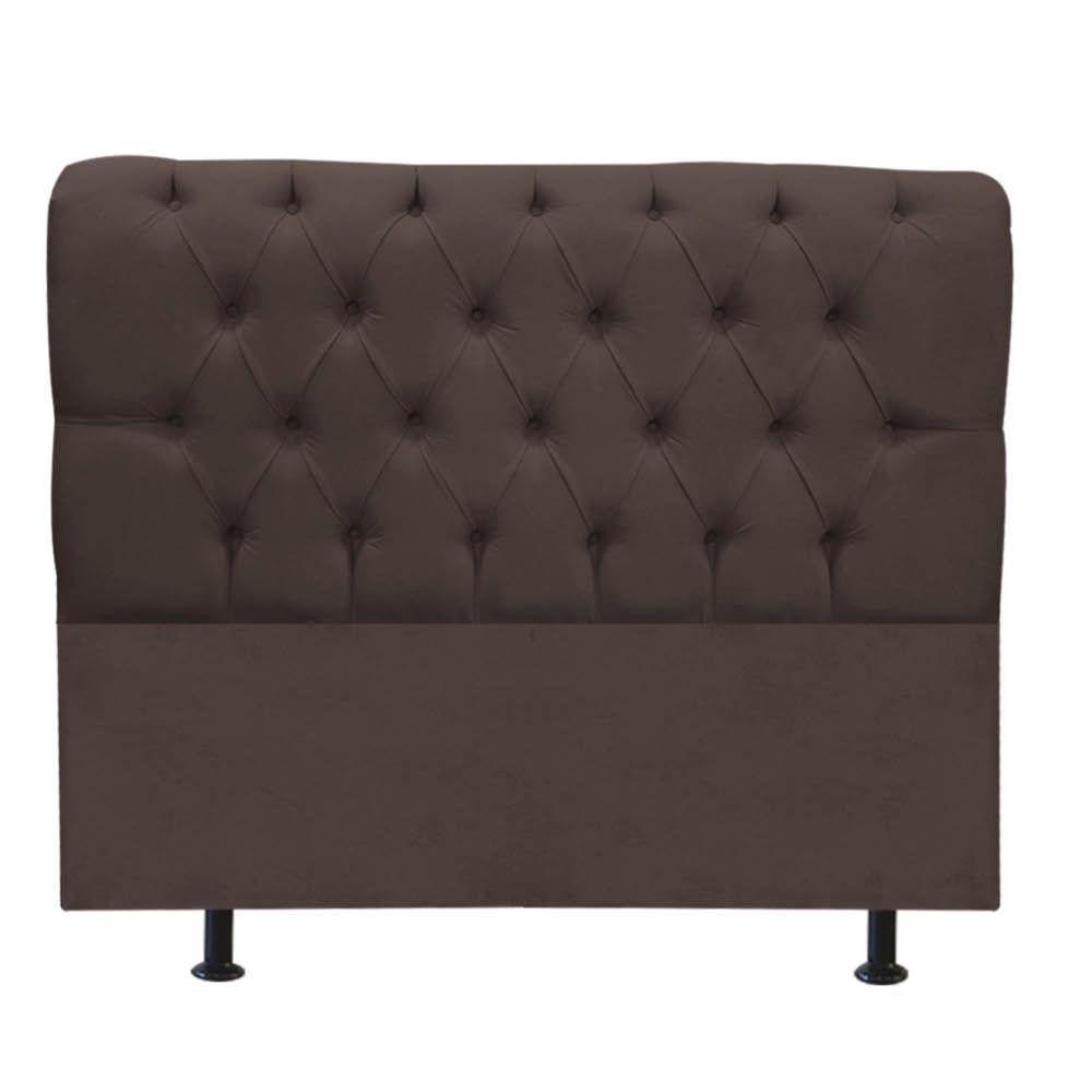 Cabeceira Estofada Cama Box Casal 140cm París Suede Marrom- Mabe Magazine - 2