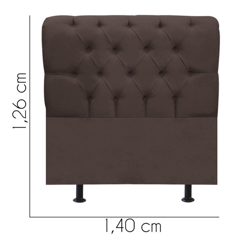 Cabeceira Estofada Cama Box Casal 140cm París Suede Marrom- Mabe Magazine - 3