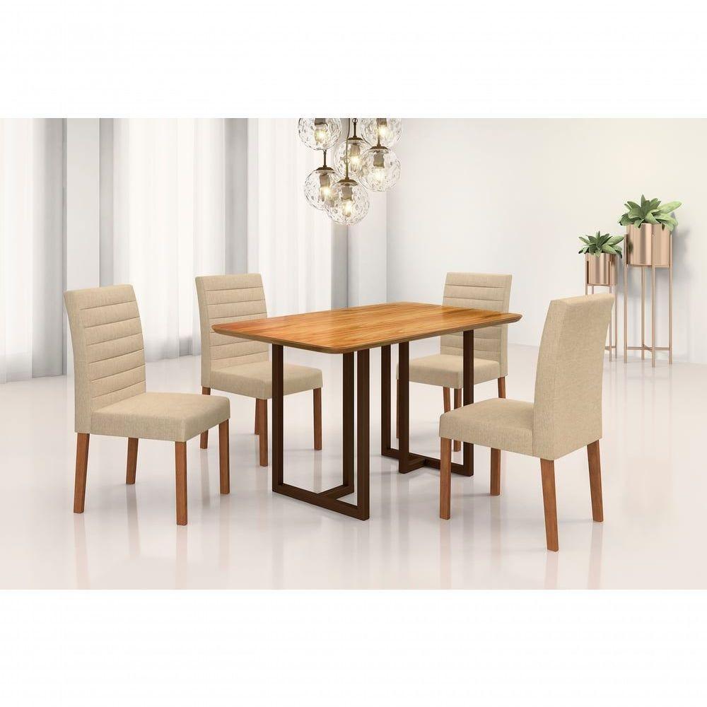 Conjunto Ibiza Com 4 Cadeiras E Base Goiás Bm Tubulares Cinamomo-linho 303 - 7