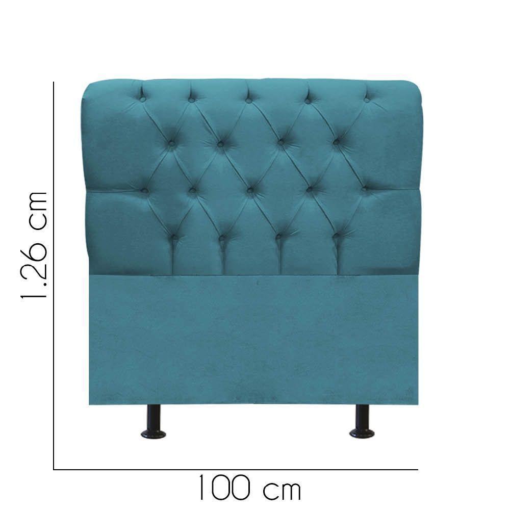 Cabeceira Estofada Cama Box Solteiro 100cm París Suede Azul Turquesa- Mabe Magazine - 3