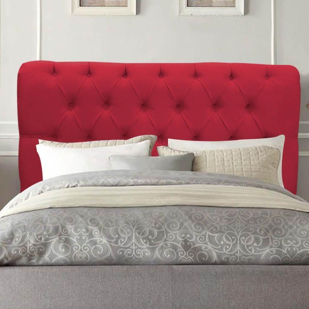 Cabeceira Estofada Cama Box Queen 160cm París Suede Vermelho- Mabe Magazine - 1